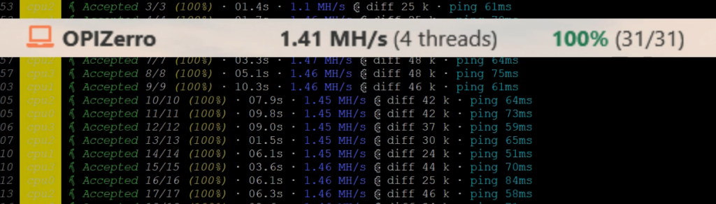 Duino Coin Mining on Orange Pi Zero