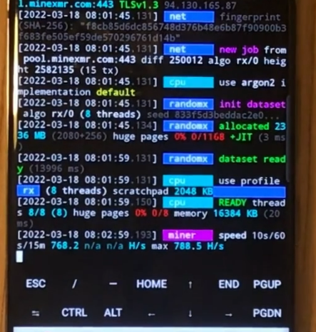 Monero XMR Mining on Samsung Phone in Termux